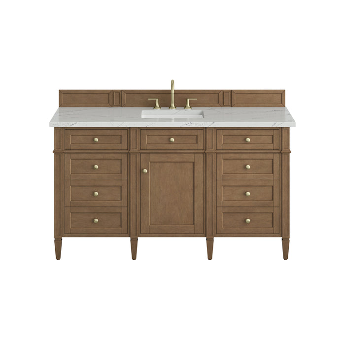 Brittany 60" Single Vanity in Bright White, w/ 3 CM Siberian Silestone Top