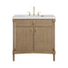 Kinnsden 36" Single Vanity, Weathered Oak w/ 3 CM White Zeus Silestone Top