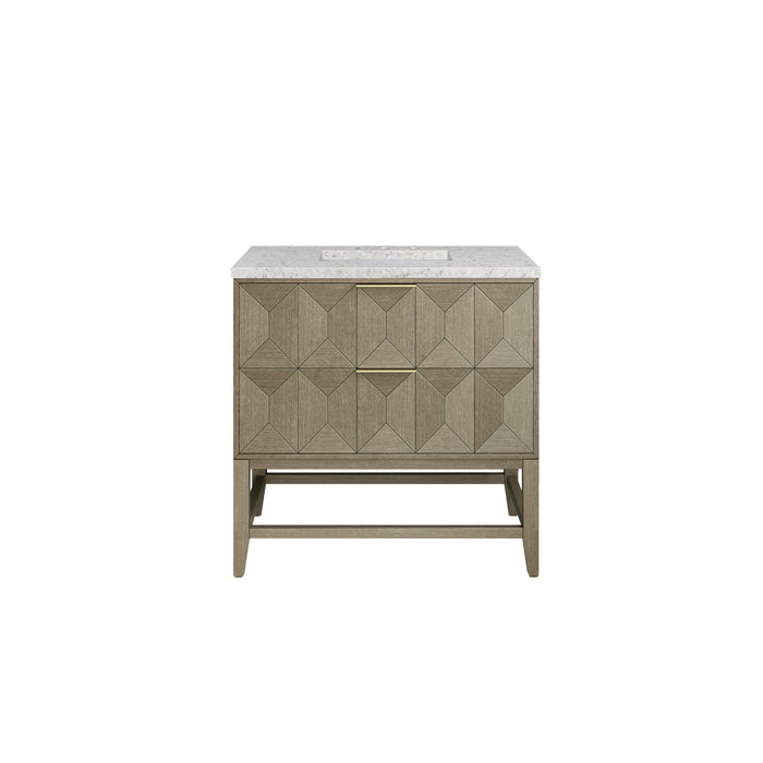 Emmeline 36" Single Vanity, Pebble Oak w/ 3 CM Eternal Jasmine Pearl Top