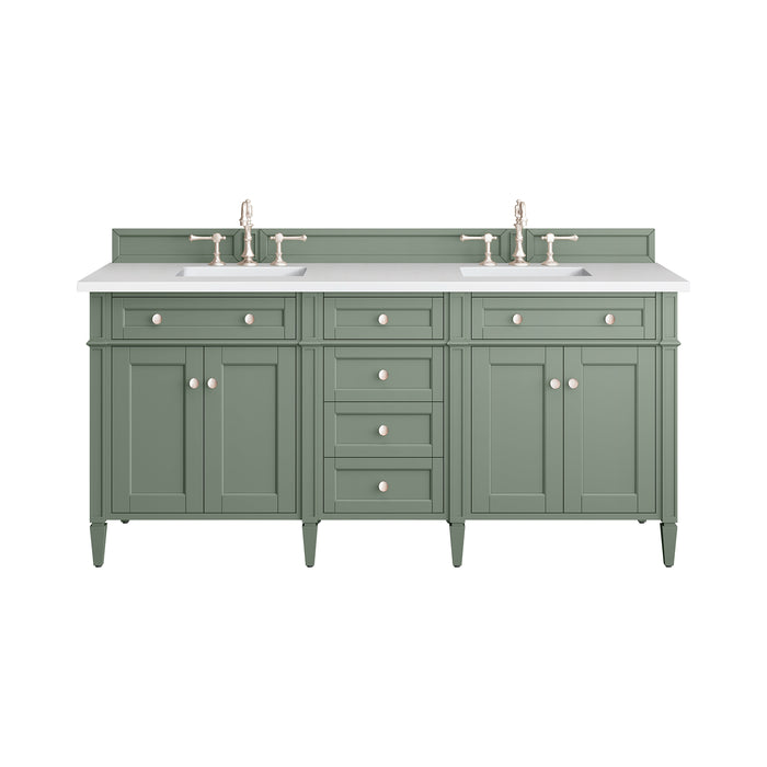 Brittany 72" Double Vanity, Smokey Celadon w/ 3 CM Charcoal Soapstone Top
