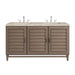 Portland 60" Double Vanity, Whitewashed Walnut, w/ 3 CM Tajnar Eclos Top