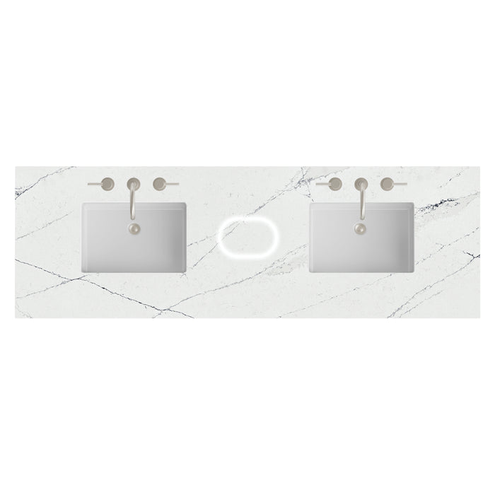 72" Double Top, 3 CM Ethereal Noctis Silestone w/ Sink & FreePower Wireless Charger