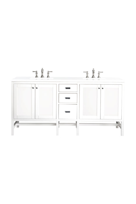 Addison 72" Double Vanity, Glossy White w/ 3 CM White Zeus Silestone Top