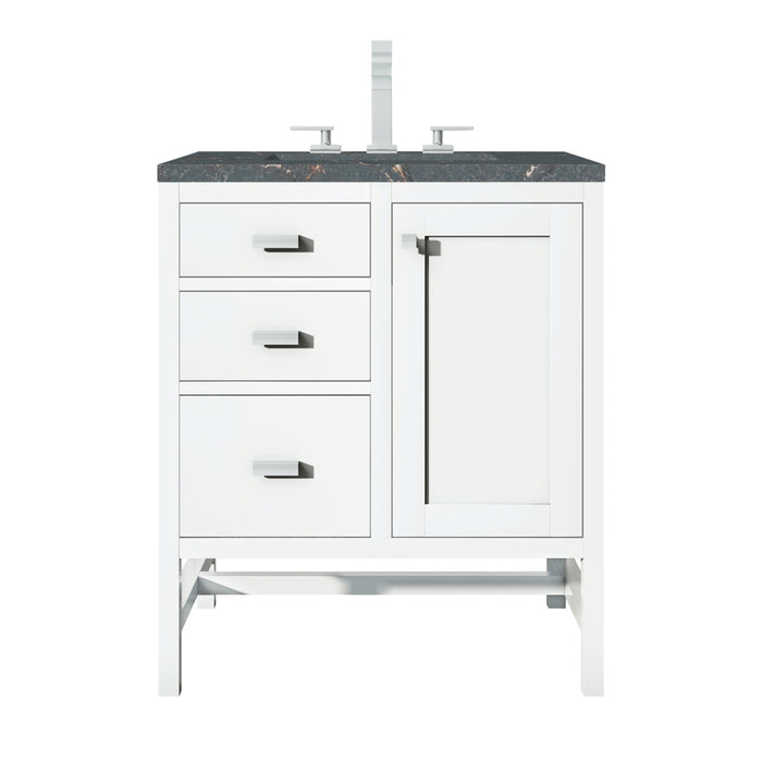 Addison 30" Single Vanity, Glossy White w/ 3 CM Parisien Bleu Silestone Top