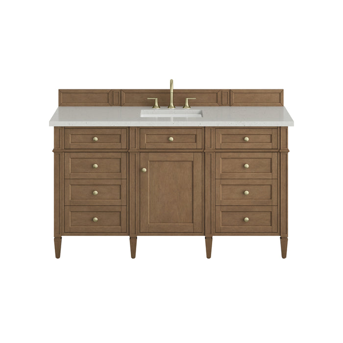 Brittany 60" Single Vanity in Bright White, w/ 3 CM Tajnar Eclos Top