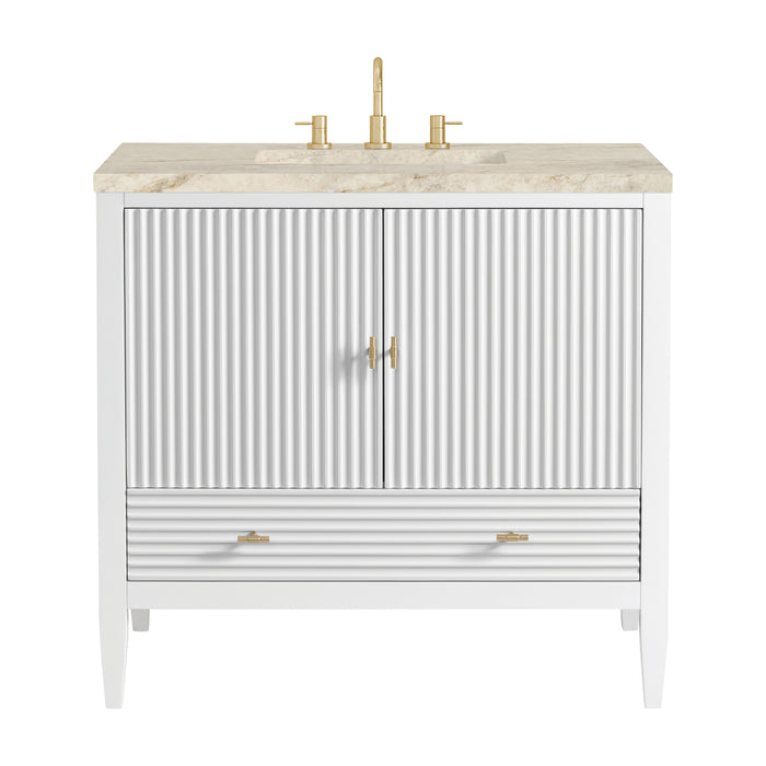 Myrrin 36" Vanity, Bright White, w/ 3 CM Tajnar Eclos Top