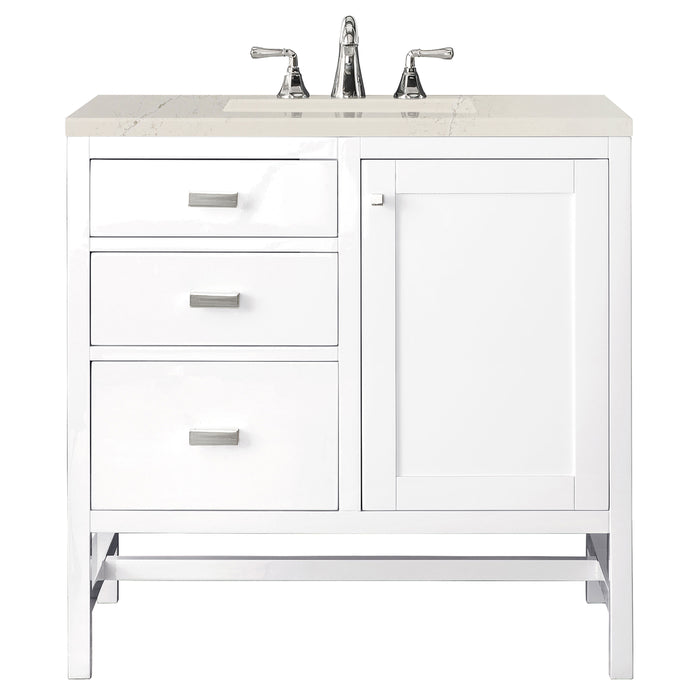 Addison 36" Single Vanity, Glossy White, w/ 3 CM Siberian Silestone Top