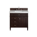 Brittany 36" Single Vanity, Burnished Mahogany w/ 3 CM White Zeus Silestone Top