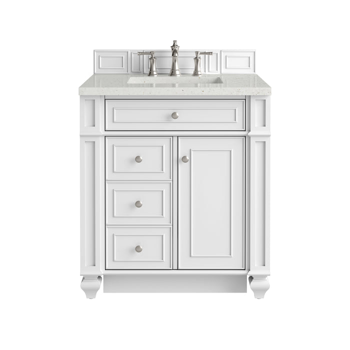 Bristol 30" Single Vanity, Bright White w/ 3 CM Lime Delight Silestone Top