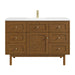 Laurent 48" Single Vanity, Honey Oak w/ Single Hole 3 CM White Zeus Silestone Top and Matching Backsplash
