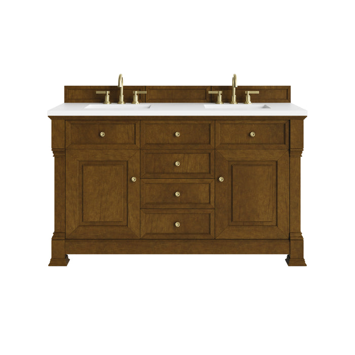 Brookfield 60" Double Vanity, Honey Oak w/ 3 CM Lime Delight Silestone Top