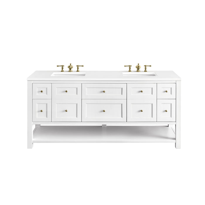 Breckenridge 72" Double Vanity, Bright White w/ 3 CM White Zeus Top