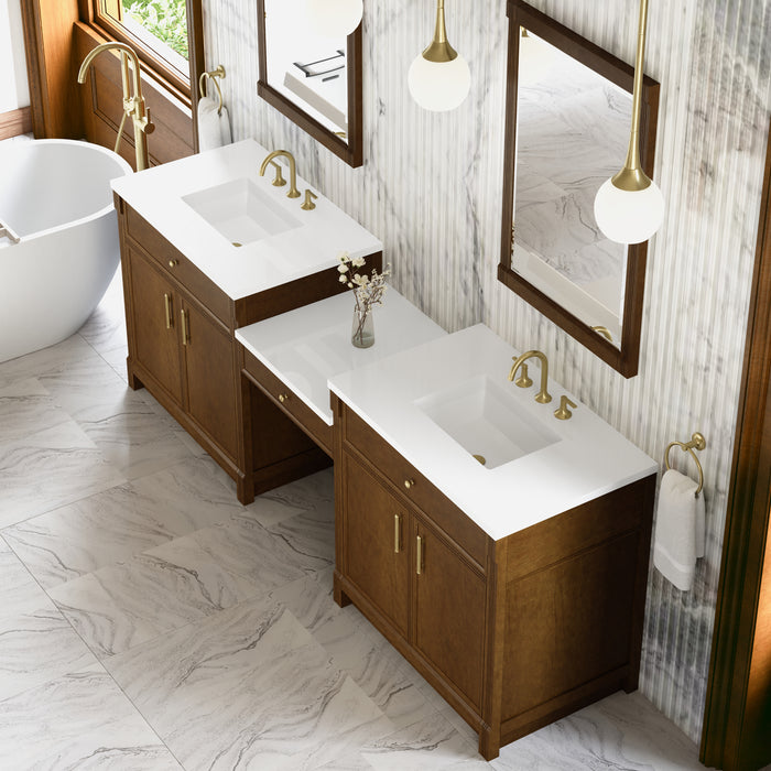 James Martin Vanities Bellshire 96" Dual Vanity Set with 24" Make-Up Counter