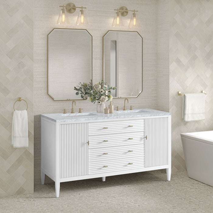 Myrrin 60" Double Vanity, Mid Century Walnut w/ 3 CM Ethereal Noctis Silestone Top