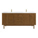 Laurent 72" Double Vanity, Honey Oak w/ Single Hole 3 CM White Zeus Silestone Top and Matching Backsplash