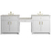 Bellshire 96" Dual Vanity Set with 24" Make-Up Counter, Bright White w/3 cm Siberian Silestone Top