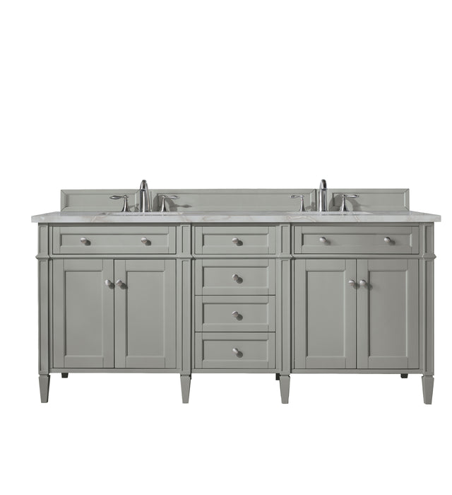Brittany 72" Double Vanity, Urban Gray w/ 3 CM Carrara Marble Top