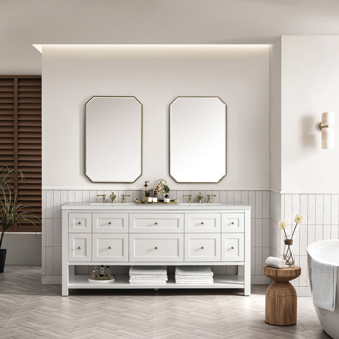Breckenridge 72" Double Vanity, Serenity Blue, w/ 3 CM Victorian Silver Quartz Top w/FreePower Wireless Charger