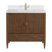 Myrrin 36" Vanity, Mid Century Walnut w/ Single Hole 3 CM White Zeus Silestone Top & Backsplash