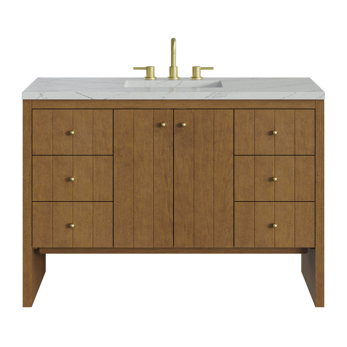 Hudson 48" Single Vanity, Honey Oak w/ 3 CM Ethereal Noctis Silestone Top