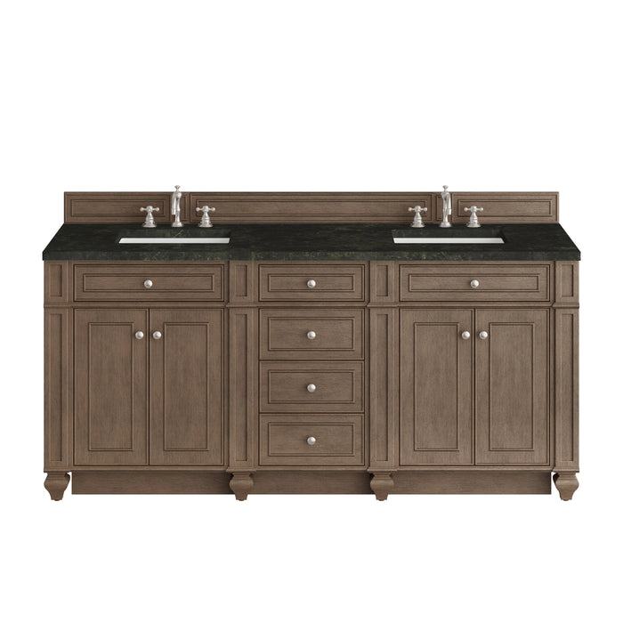 Bristol 72" Double Vanity, Whitewashed Walnut w/ 3 CM Eternal Jasmine Pearl Silestone Top