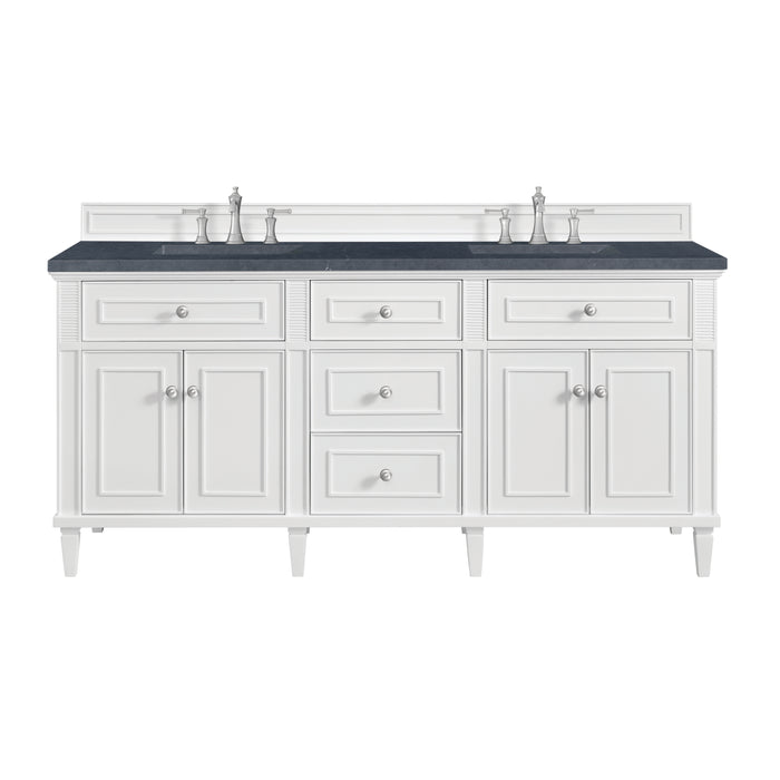 Lorelai 72" Double Vanity, Black Onyx w/ 3 CM Parisien Bleu Silestone Top w/FreePower Wireless Charger