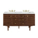 Amberly 60" Double Vanity, Mid-Century Walnut w/ 3 CM Ethereal Noctis Top