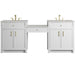 Bellshire 84" Dual Vanity Set with 24" Make-Up Counter, Bright White w/3 cm Eternal Jasmine Pearl Silestone Top