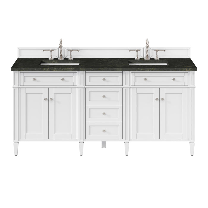 Brittany 72" Double Vanity, Victory Bleu w/ 3 CM Victorian Silver Silestone Top