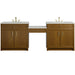 Bellshire 96" Dual Vanity Set with 24" Make-Up Counter, Honey Oak w/3 cm Lime Delight Silestone Top