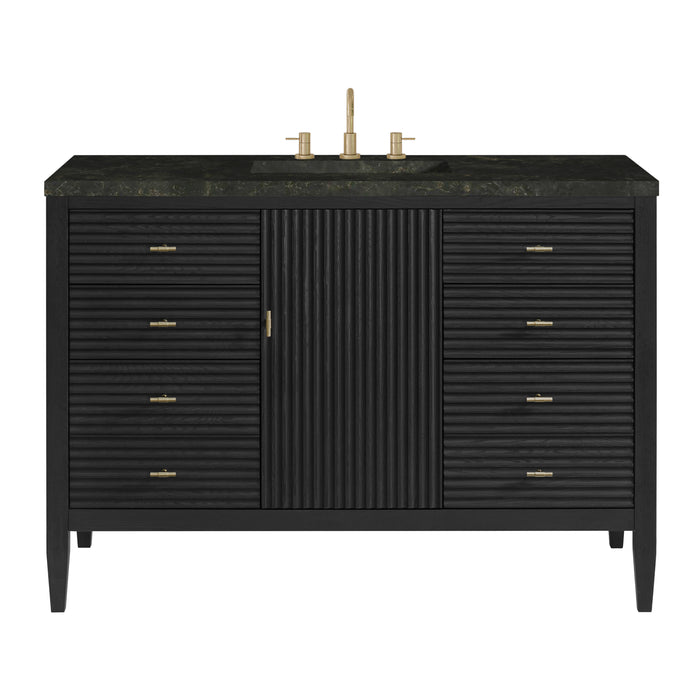 Myrrin 48" Single Vanity, Carbon Oak w/ 3 CM Carrara White Marble Top