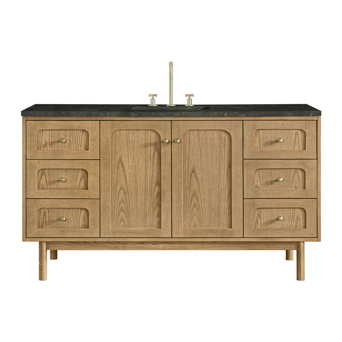 Laurent 60" Single Vanity, Light Natural Oak, w/ 3 CM Carrara Marble Top