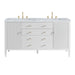 Myrrin 60" Double Vanity, Bright White w/ 3 CM Carrara White Marble Top