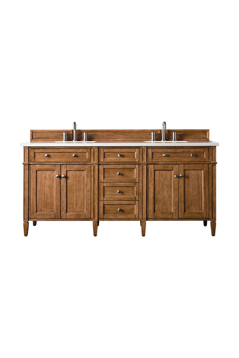 Brittany 72" Double Vanity, Saddle Brown, w/ 3 CM Phantome Eclos Top