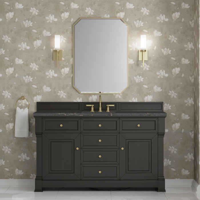 Brookfield 60" Single Vanity, Pecan, w/ 3 CM Siberian Silestone Top w/FreePower Wireless Charger