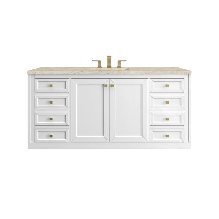 Chicago 60" Single Vanity, Walnut Whisper, w/ 3 CM Ethereal Noctis Silestone Top w/ FreePower Wireless Charger