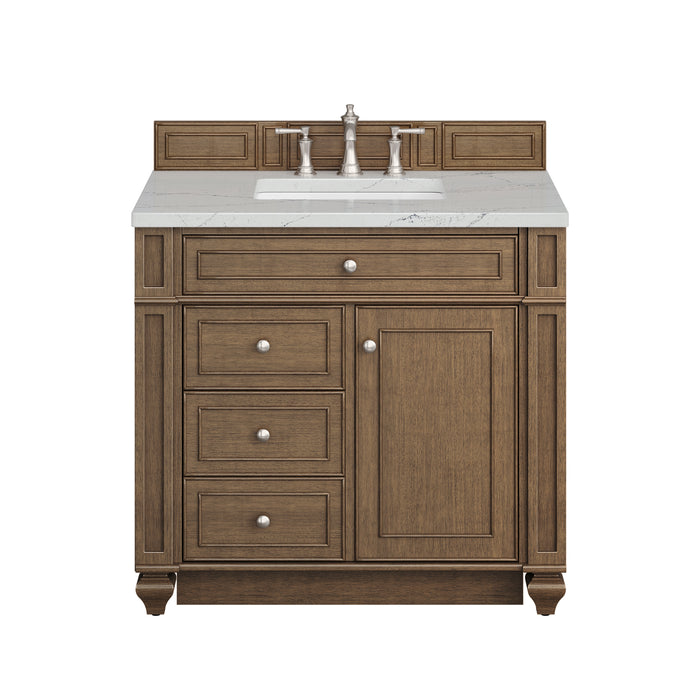 Bristol 36" Single Vanity, Saddle Brown w/ 3 CM Ethereal Noctis Silestone Top