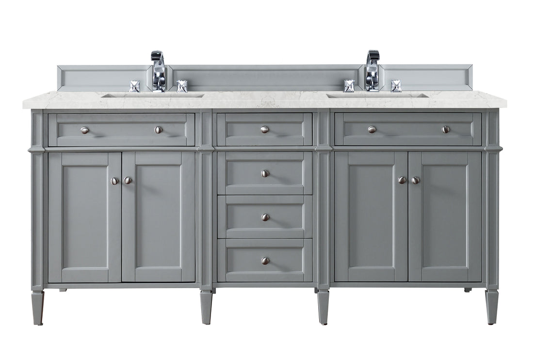 Brittany 72" Double Vanity, Urban Gray w/ 3 CM Charcoal Soapstone Silestone Top