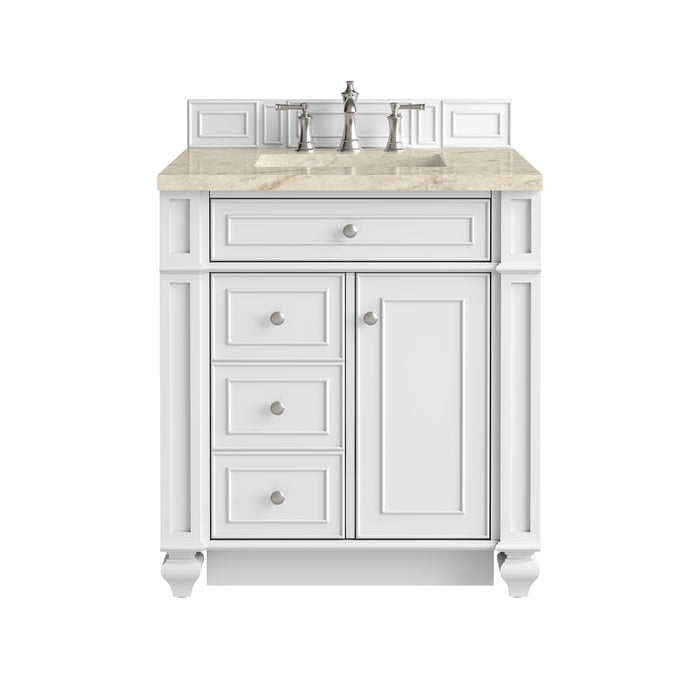 Bristol 30" Single Vanity, Bright White, w/ 3 CM Tajnar Eclos Top