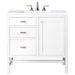 Addison 36" Single Vanity, Glossy White w/ 3 CM Carrara White Top
