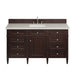 Brittany 60" Single Vanity, Burnished Mahogany w/ 3 CM Parisien Bleu Silestone Top