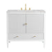 Myrrin 36" Vanity, Bright White w/ 3 CM Victorian Silver Silestone Top