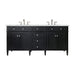 Brittany 72" Double Vanity, Black Onyx w/ 3 CM Ethereal Noctis Silestone Top w/FreePower Wireless Charger