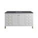 Chicago 60" Single Vanity, Glossy White, w/ 3 CM Charcoal Soapstone Silestone® Top