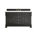 Brookfield 60" Single Vanity, Black Onyx, w/ 3 CM White Zeus Silestone Top