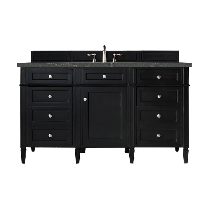 Brittany 60" Single Vanity, Black Onyx w/ 3 CM Parisien Bleu Silestone Top
