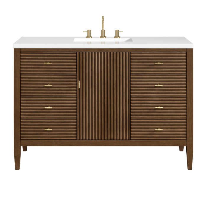Myrrin 48" Single Vanity, Carbon Oak, w/ 3 CM Phantome Eclos Top