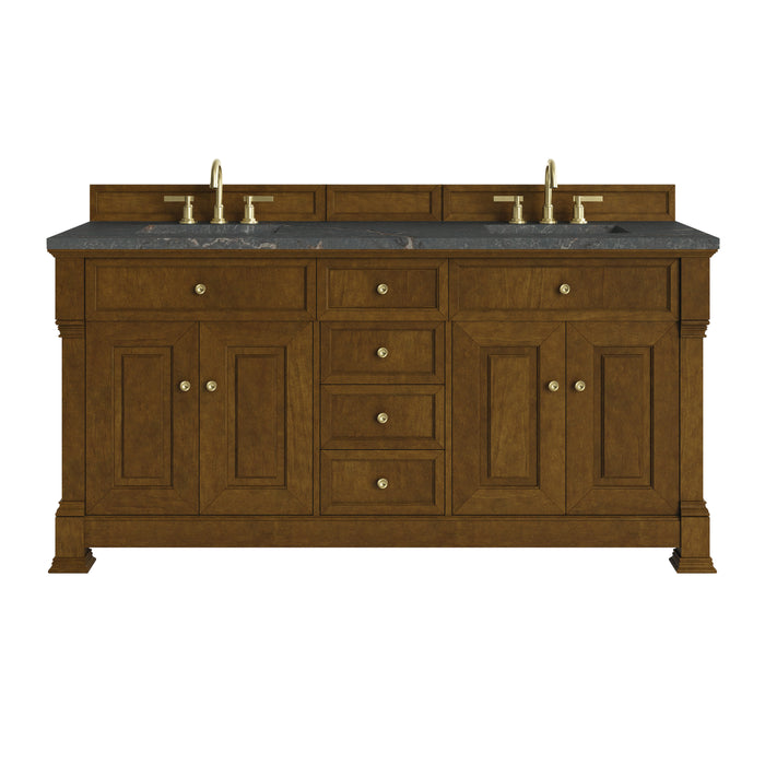 Brookfield 72" Double Vanity, Honey Oak w/ 3 CM Ethereal Noctis Silestone Top