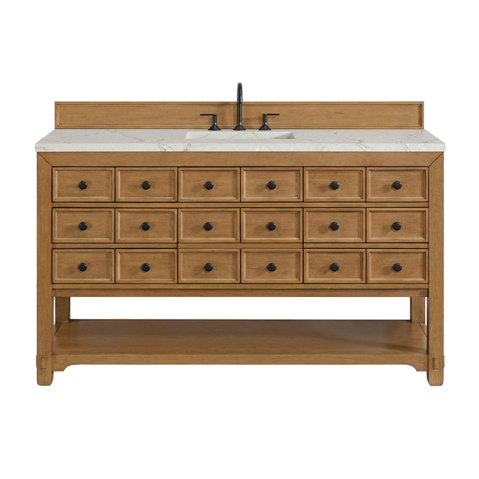 Malibu 60" Single Vanity, Amber Birch w/ 3 CM Victorian Silver Top