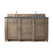 Bristol 60" Double Vanity, Whitewashed Walnut w/ 3 CM Victorian Silver Silestone Top